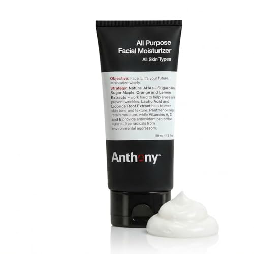 Anthony All-Purpose Facial Moisturizer – Men’s Hydrating Lotion for Dry Skin – Lightweight, Non-Comedogenic, Anti-Aging Formula – 3 Fl Oz 3 Fl Oz (Pack of 1)