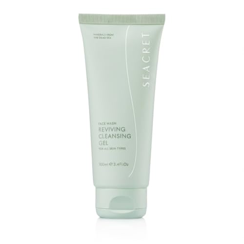 SEACRET Dead Sea Reviving Cleansing Gel - Gentle Facial Cleanser with Fruit AHAs & Minerals, Hydrating Foaming Face Wash, Naturally Scented with Lavender & Sage, All Skin Types, 3.4 Fl Oz / 100 ml