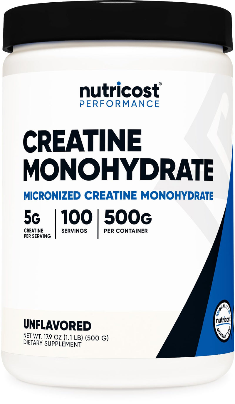 Nutricost Creatine Monohydrate Micronized Powder 500G, 5000mg Per Serv (5g) - Micronized Creatine Monohydrate, 100 Servings 1.11 Pound (Pack of 1) - BeesActive Australia