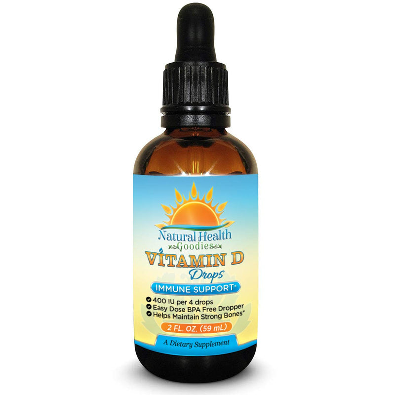 Kids Vitamin D Drops - 2 oz Liquid D3 | Pure Vit D3 Supplement - Supports Immune System & Bone Health - For Toddlers, Children, & Adults - Easy-Dose Dropper