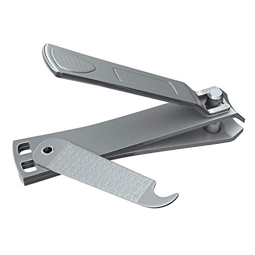 Precision Fingernail Clippers with File & Cleaner - Sharp Ergonomic Stainless Steel Nail Clipper with Easy-Press Lever (3.5 Inch Standard Size)