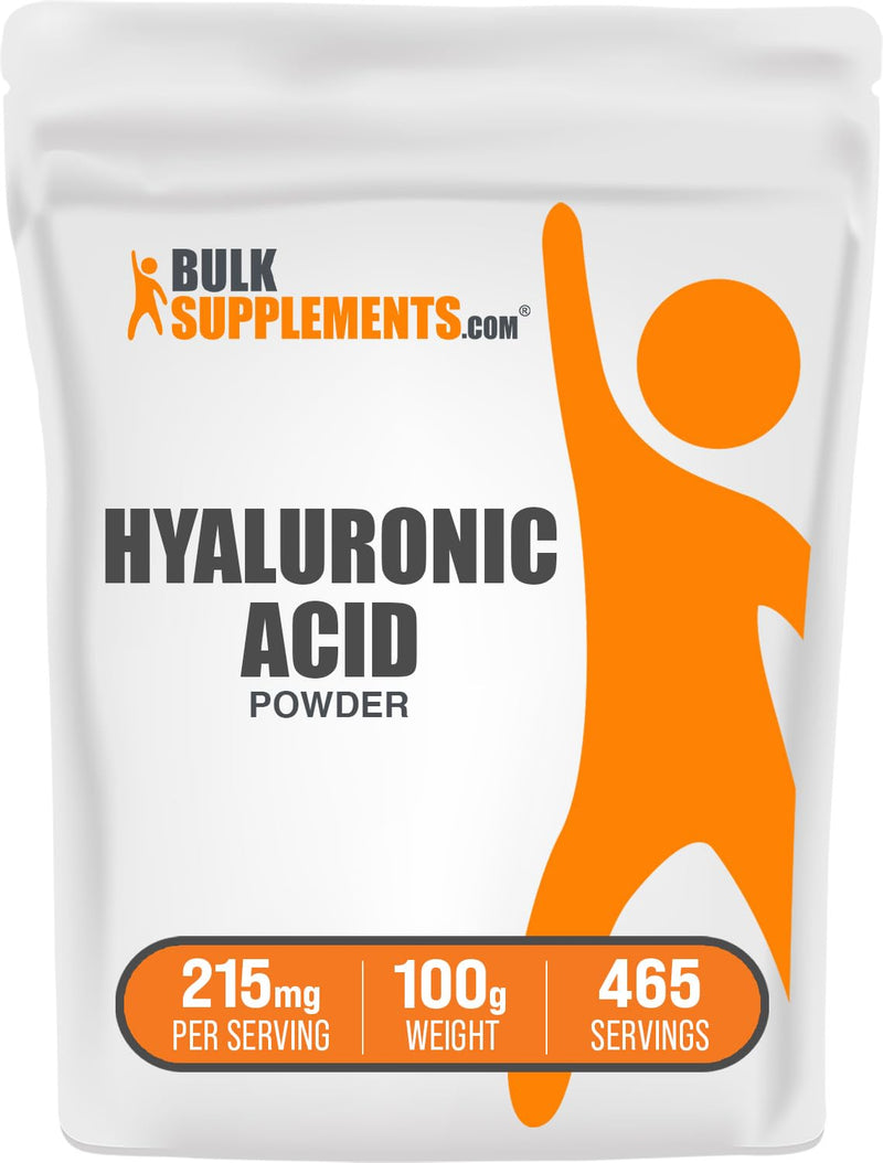 BulkSupplements.com Hyaluronic Acid Powder - as Sodium Hyaluronate, Hyaluronic Acid Supplements - Food Grade, Gluten Free - 215mg per Serving, 100g (3.5 oz) (Pack of 1) 3.5 Ounce (Pack of 1)
