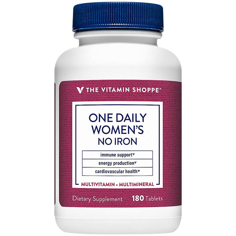 The Vitamin Shoppe Once Daily Women's Multivitamin with No Iron | 2,000IU Vitamin D3, Multi-Mineral Supplement | Supports Energy Production, Cardiovascular, Immune Health (180 Tablets)