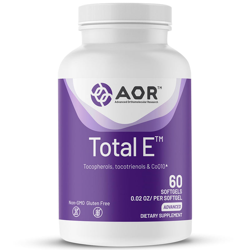 AOR Total E Full Spectrum Natural Vitamin E with CoQ10, 60 Softgels, 60-Day | Full Spectrum 8 Vitamers, 30mg CoQ10, Natural D-Alpha Tocopherol, Mixed Tocopherols & Tocotrienols, Non-GMO & Gluten-Free