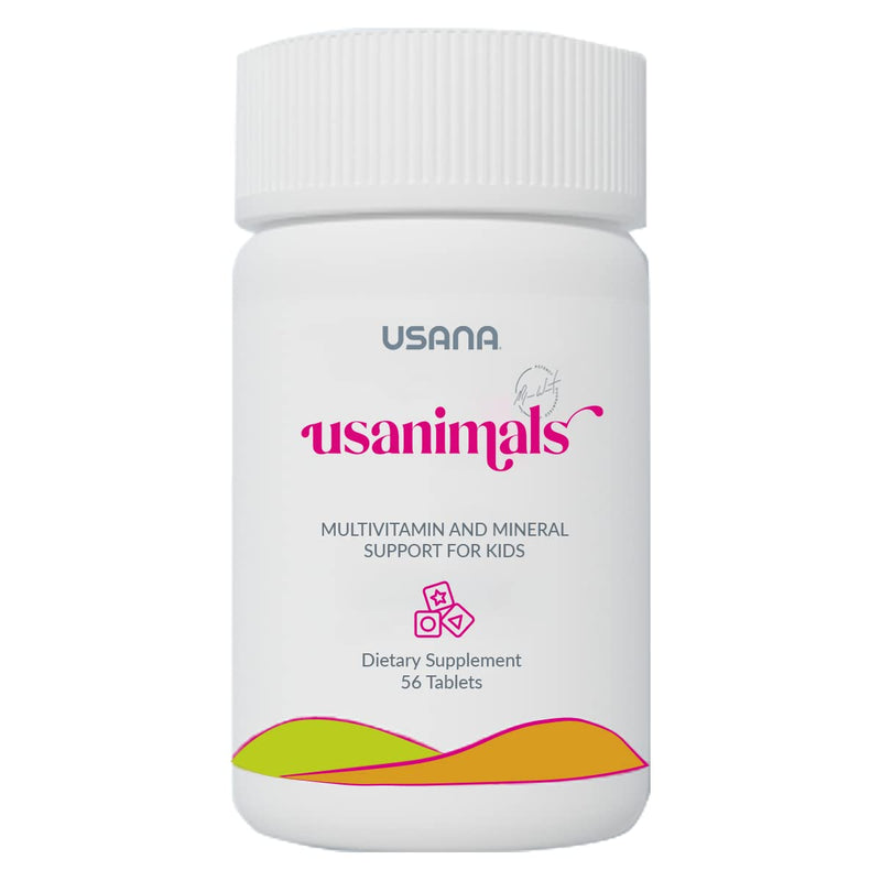 USANA - Usanimals Multivitamin for Kids - 56 Chewable Tablets | Features Vitamins A, C, D, E, B6, B12, Zinc, Iron, Calcium, Magnesium and Choline Animal-Shaped Chewables For Kids Ages 2–12