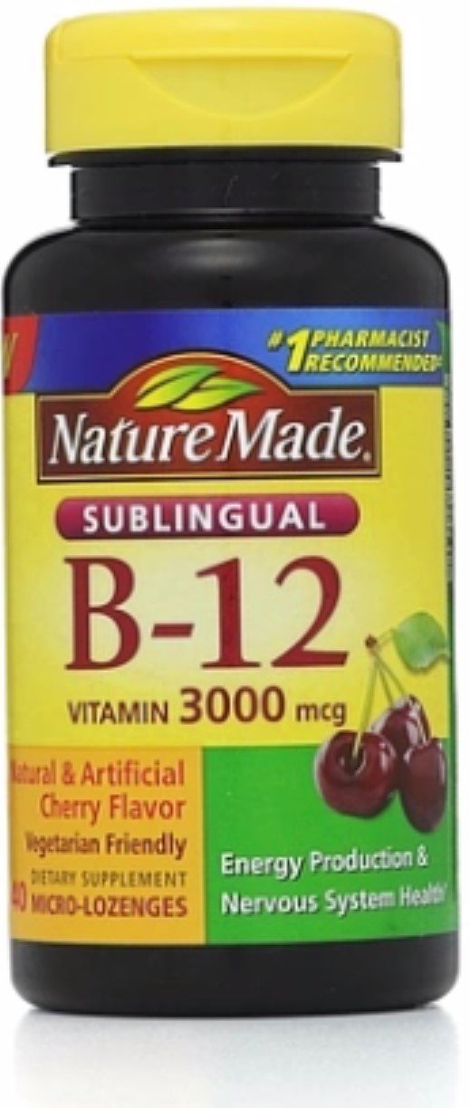 Nature Made Vitamin B-12 3000mcg, Sublingual Lozenges, Cherry 40 ea (Pack of 2) 40 Count (Pack of 2)