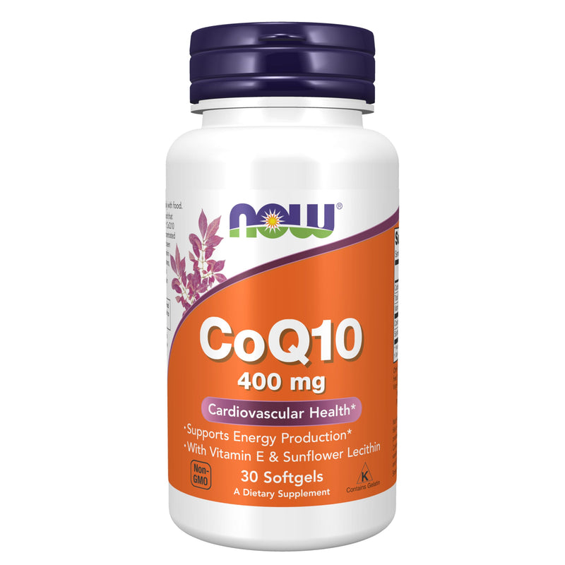 NOW Foods Supplements, CoQ10 400 mg, Pharmaceutical Grade, All-Trans Form produced by Fermentation, 30 Softgels 30 Count (Pack of 1)