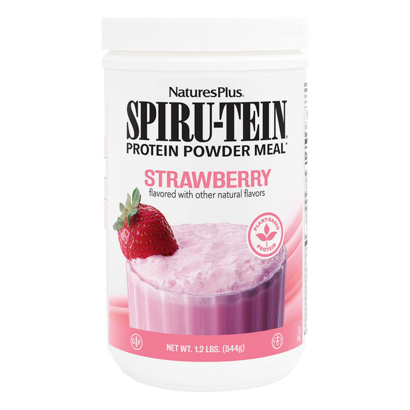 Natures Plus SPIRU-TEIN, Strawberry - 1.2 lb - Plant-Based Protein Shake - Non-GMO, Vegetarian, Gluten Free - 16 Servings 1.2 Pound (Pack of 1) - BeesActive Australia