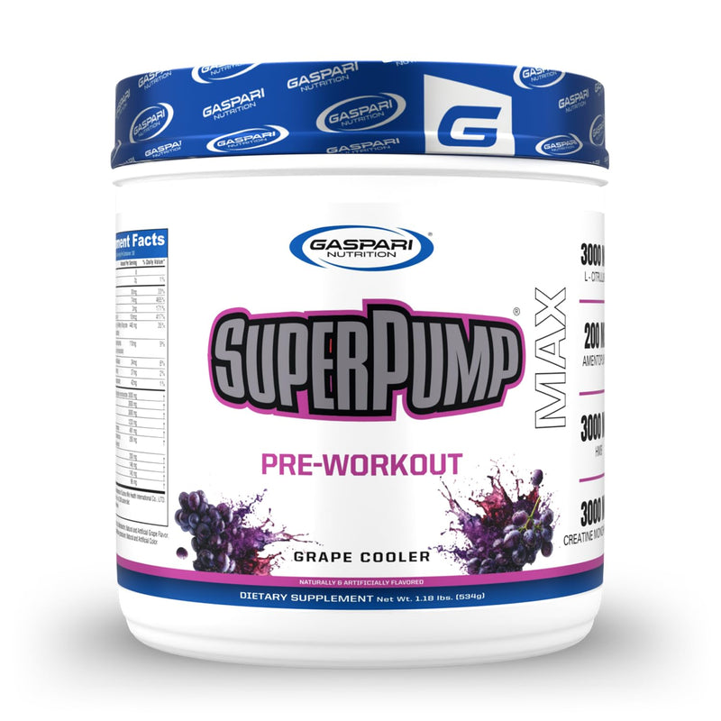Gaspari Nutrition SuperPump MAX, The Ultimate Pre Workout Powder, Sustained Energy Preworkout, Nitric Oxide Booster, Muscle Growth, Recovery & Replenishes Electrolytes (30 Servings, Grape Cooler)