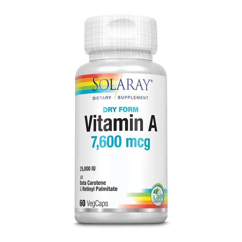 Solaray, Dry Form Vitamin A, 7,500 mcg, 60 VegCaps