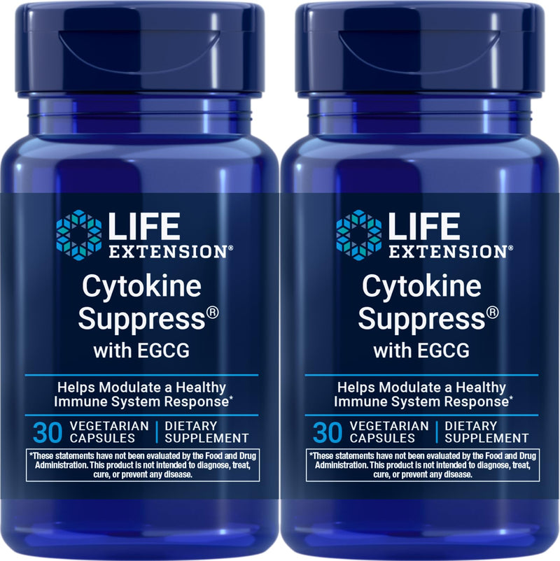 Life Extension Cytokine Suppress with EGCG, 30 Vegetarian Capsules (Pack of 2)