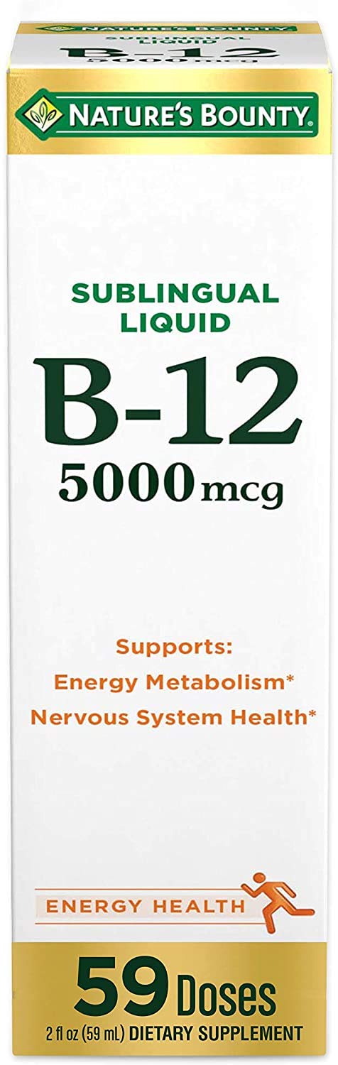 Nature's Bounty B-12 5000 mcg Sublingual Liquid Energy Health 2 oz (Pack of 2)