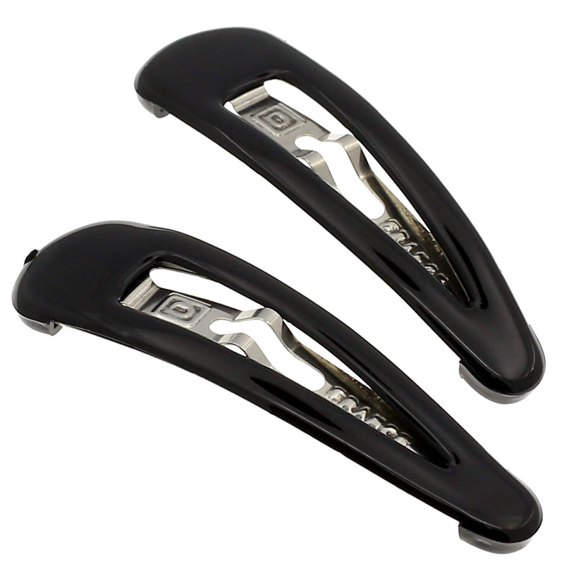Camila Paris AD87/2 French Hair Snap Clip Barrette, Hair Slides Clic Clac for Women, Styling Girls Side Slide-in Metal Snap Pin Hair Accessories for Women. Strong Hold, No Slip Grip, Made in France 2 Inch (Pack of 2) Black - BeesActive Australia