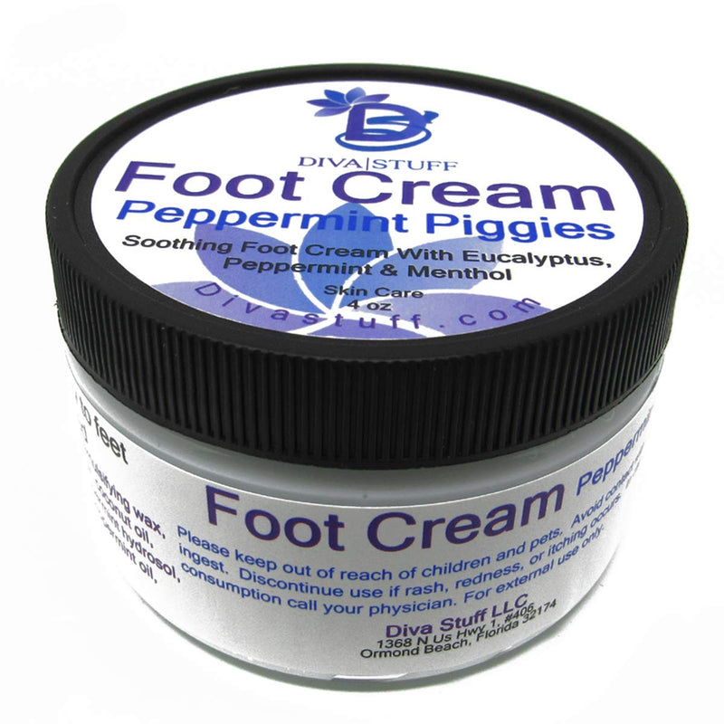 Diva Stuff Peppermint Piggies Soothing Foot Cream w/Eucalyptus, Peppermint & Menthol 4 Ounce (Pack of 1) - BeesActive Australia