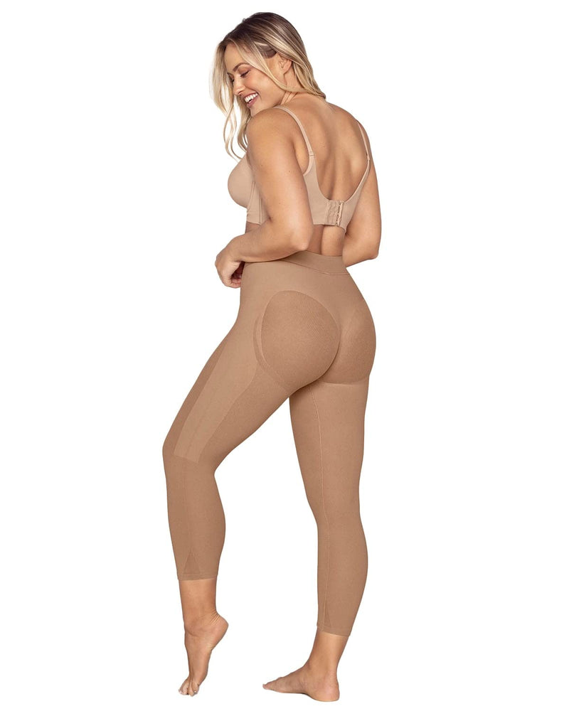 Leonisa Invisible Tummy Control High Waisted Compression Leg Bodysuit Shapewear Capri for Women XX-Large Beige - BeesActive Australia