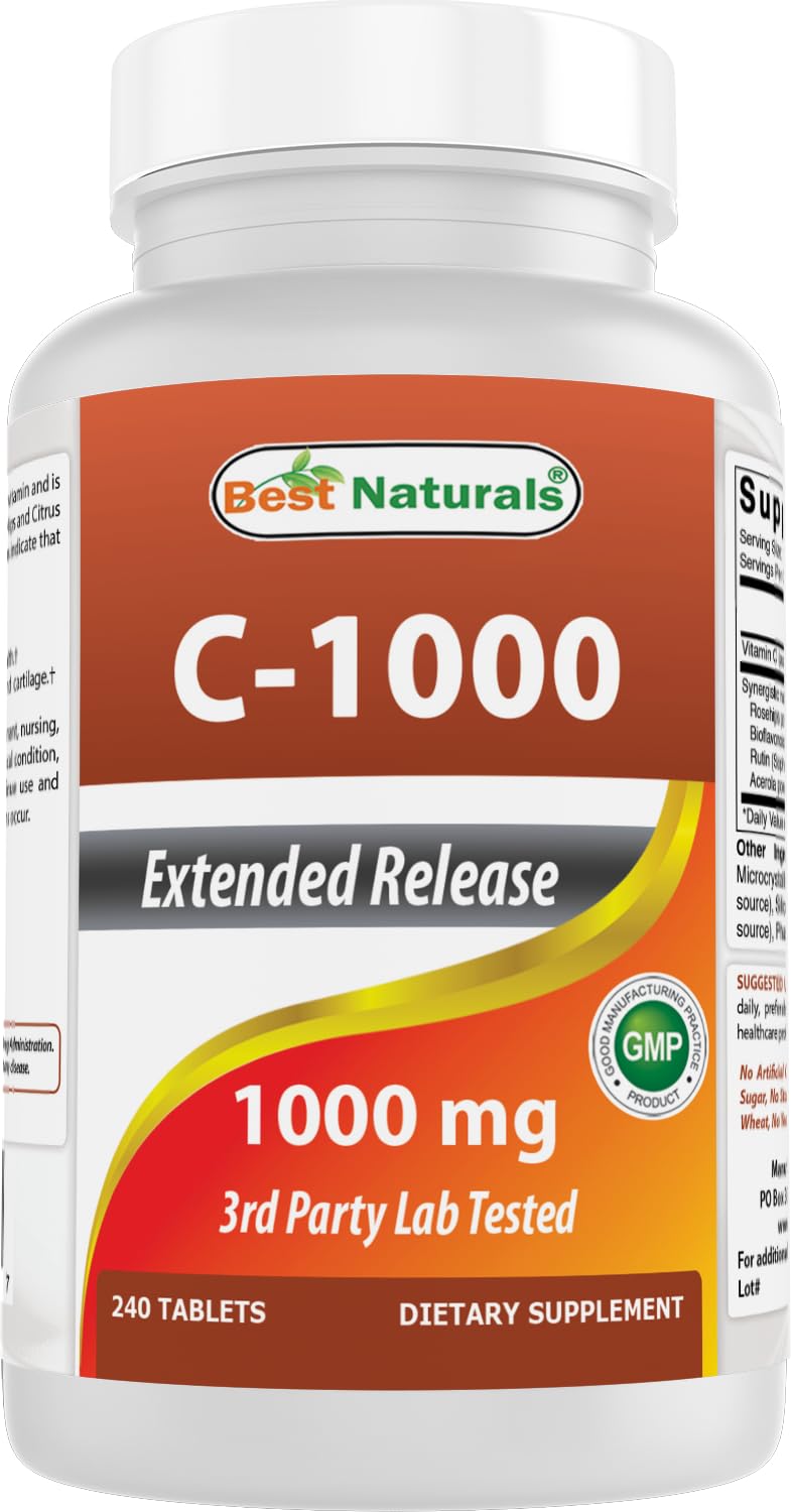 Best Naturals Vitamin C 1000 mg Tablets with Rose Hips, Berry 240 Count (Pack of 1) 240 Count (Pack of 1)