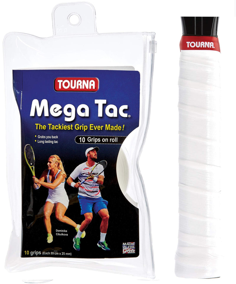Tourna Mega Tac Extra Tacky Overgrip, 10-Pack White - BeesActive Australia
