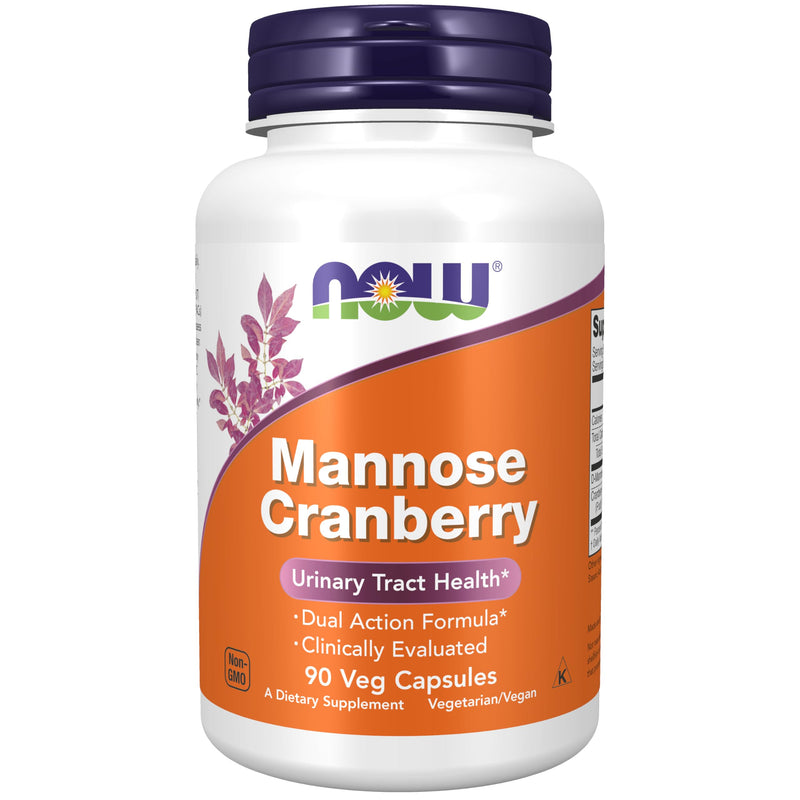 NOW Foods Supplements, Mannose Cranberry, Dual Action Formula*, Clinically Evaluated, Urinary Tract Health*, 90 Veg Capsules 90 count (Pack of 1)