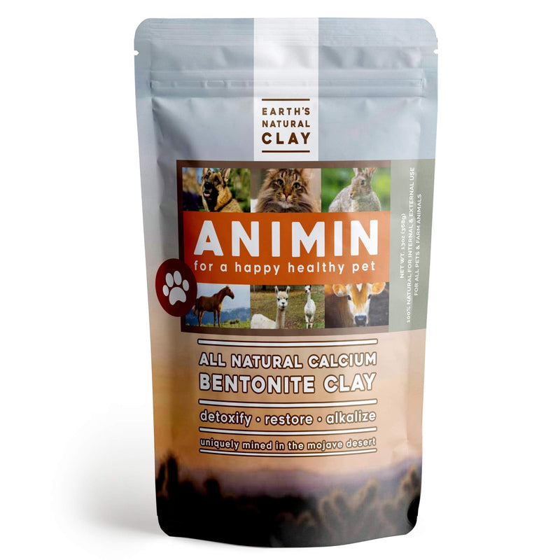 Earth's Living Animin Calcium Bentonite Clay for Pets | 13 oz | Alkalizing Detox Powder Relieves Arthritis, Diarrhea etc | Cleanses Toxins, Parasites, Bacteria | Supports Digestive and Immune System - PawsPlanet Australia
