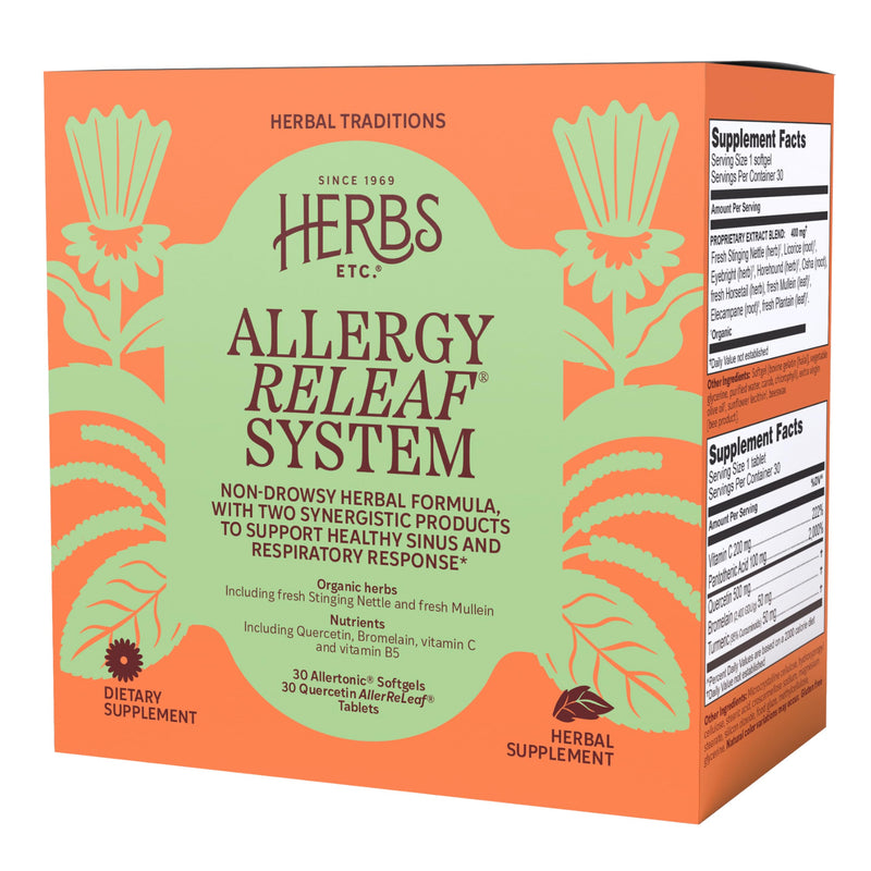 Herbs Etc. Allergy ReLeaf System, Non-Drowsy Formula, 30 Count | Natural Allergy Support for Overall Seasonal Comfort with Organic Fresh Stinging Nettle and Quercetin, Non-Drowsy Formula 30 Count (Pack of 1)