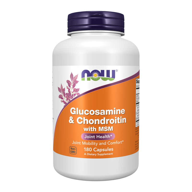 NOW Foods Glucosamine 1.1g, Chondroitin 1.2g, with MSM 300mg, 180 Capsules (Pack of 2) Unflavored 360 Count (Pack of 1)