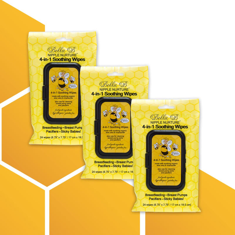 BELLA B Nipple Nurture 3-Piece Breast Wipes/Baby Wipe Bundle - Breast Pump Cleaning Wipes - Nursing and Breastmilk Wipes 1 Count (Pack of 1) Aloe Vera - BeesActive Australia