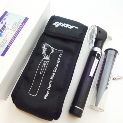 YNR Fiber Optic Otoscope with Light 4X Magnification, Pocket Otoscopes for Professional and Home use - Mini Medical Diagnostic Ear Scope Includes 10 Disposable Specula & Extra Bulb (Black) - BeesActive Australia
