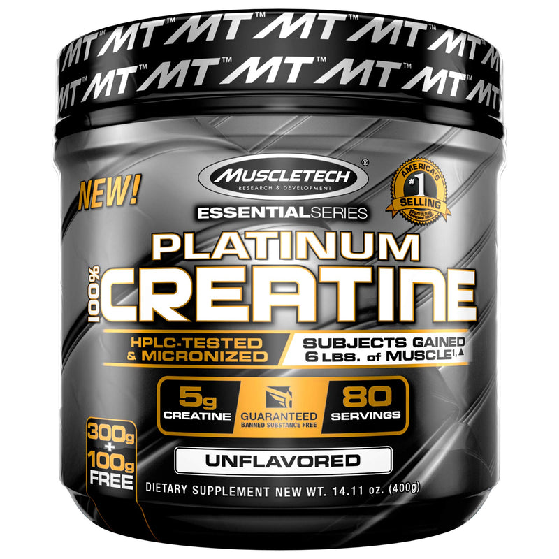 Creatine Monohydrate Powder | MuscleTech Platinum | Pure Micronized | Muscle Recovery + Builder for Men & Women | Workout Supplements | Unflavored (80 Servings) - BeesActive Australia