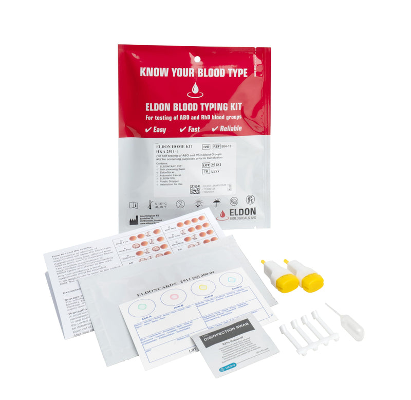 Eldoncard INC Blood Type Test (Complete KIT) - Find Out if You are A, B, O, AB & RH- Results in Minutes - Air Sealed Envelope, Safety Lancet, Micropipette, Cleansing Swab - 1 Pack - BeesActive Australia