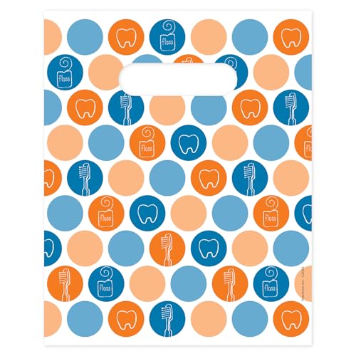 Dental Dots Dental Giveaway Bags, 8" x 10", 100 Pack 8" x 10"