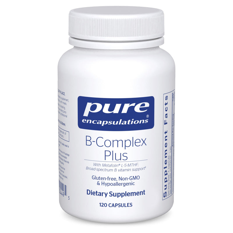 Pure Encapsulations B-Complex Plus, 120 Capsules | B Vitamins Supplement to Support Neurological Health, Cardiovascular Health, Energy Levels and Nervous System Support* Unflavored 120 Count (Pack of 1)