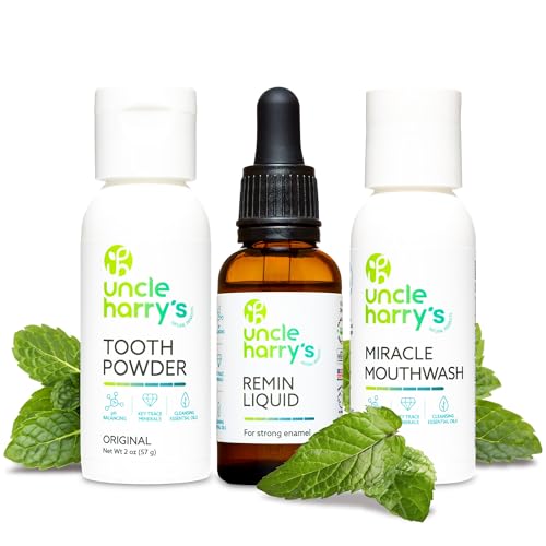 Uncle Harry's Natural Remineralization Kit for Tooth Enamel & Mineral - 3 Products Strengthen Weak Enamel & Correct Oral Care Issues (1 kit)