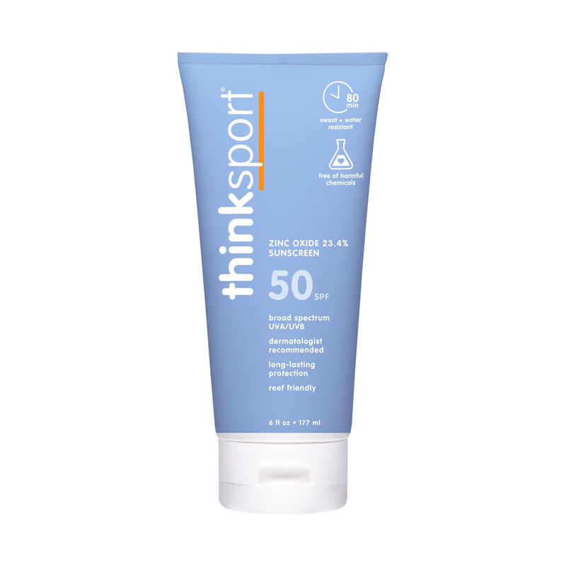 Thinksport SPF 50+ Mineral Sunscreen – Safe, Natural Sunblock for Sports & Active Use - Water Resistant Sun Cream –UVA/UVB Sun Protection – Vegan, Reef Friendly Sun Lotion, 6oz 6 Fl Oz (Pack of 1) - BeesActive Australia