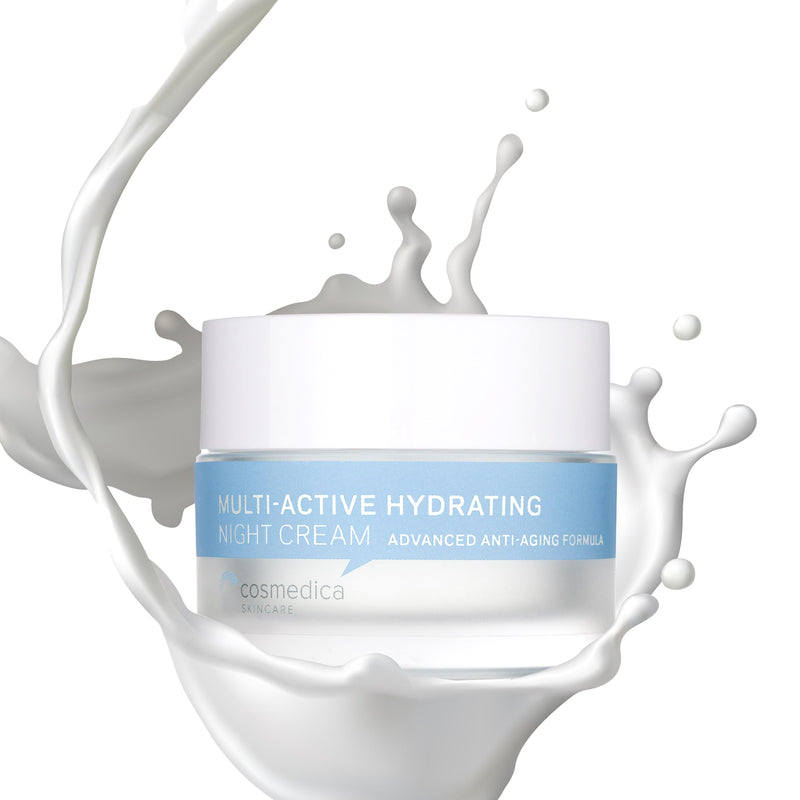 Cosmedica Skincare Multi-Active Hydrating Night Cream - Revitalizing Overnight Moisturizer & Anti-Aging Cream for Face and Neck with Hyaluronic Acid, Organic Shea, Glycolic Acid and Vitamin E, 2 oz - BeesActive Australia