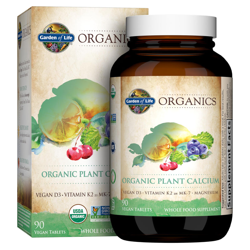Garden of Life Calcium Supplement with Magnesium & Organic Vitamin D3 K2, Made from Whole Foods, Gluten-Free, 90 Count | Magnesium & Vitamin D3 K2, Made from Whole Foods, Gluten-Free 90 Count (Pack of 1)