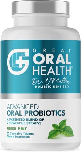 Oral Probiotics for Mouth Bad Breath Treatment for Adults; Dentist Formulated Dental Probiotics for Teeth and Gums Health & Chronic Halitosis with BLIS K12 M18, 60 Chewable Oral Health Tablets Mint 60 Count (Pack of 1)