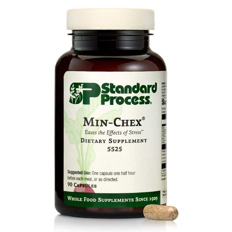 Standard Process Min-Chex - Supplement for Nervous System Support - Supports Healthy Gland Functions to Aid a Healthy Stress Response - Non-Dairy - 90 Capsules (90 Servings) 90 Count (Pack of 1)