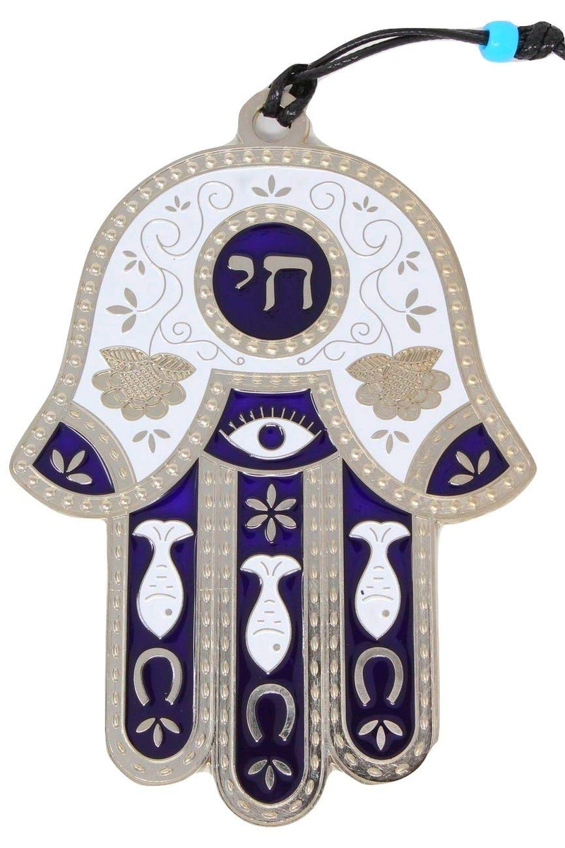 My Daily Styles Jewish Chai Living Good Luck Home Wall Decor Multicolor Hamsa Hand - Large - Made in Israel (Blue) Blue - BeesActive Australia