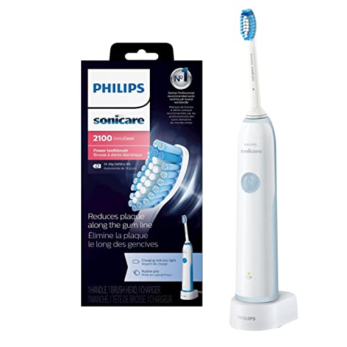 Philips Sonicare 2 Series plaque control rechargeable electric toothbrush, HX6211 1 Count (Pack of 1) White/Blue
