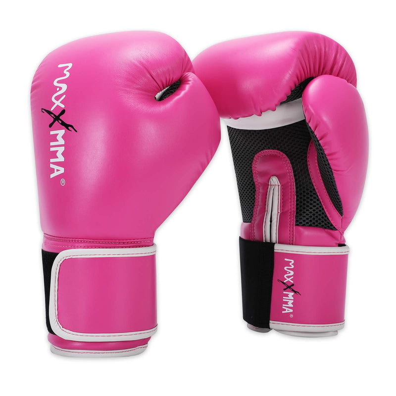 MaxxMMA Pro Style Boxing Gloves for Men & Women, Training Heavy Bag Workout Mitts Muay Thai Sparring Kickboxing Punching Bagwork Fight Gloves Pink 10 oz.