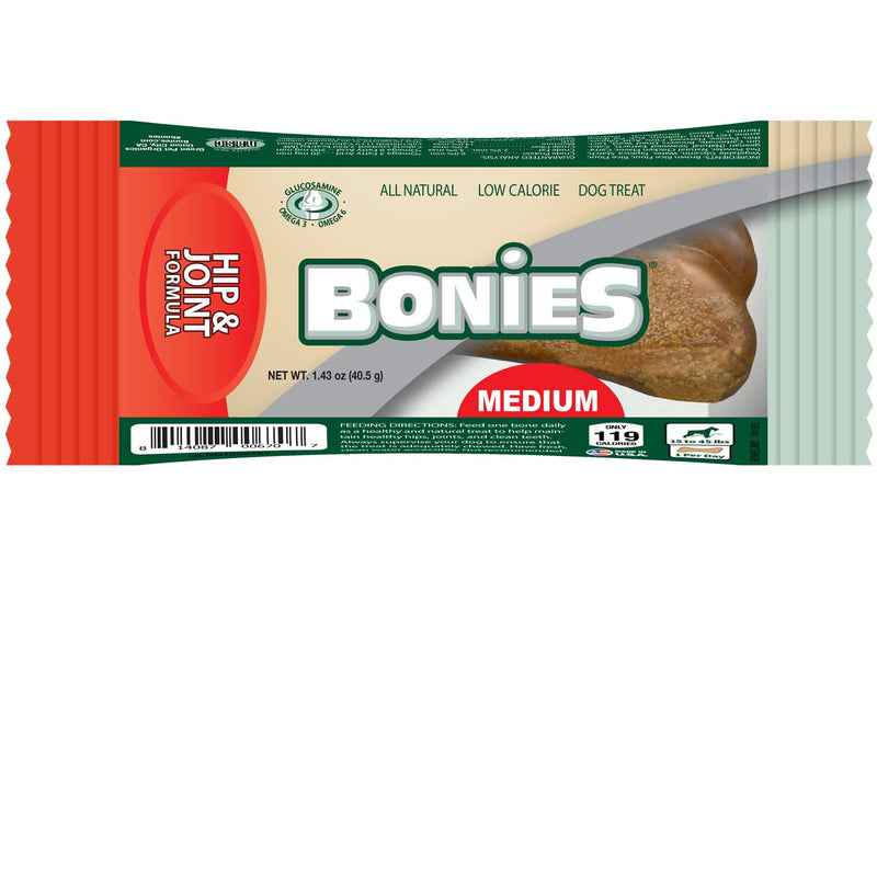 Bonies Natural Hip & Joint Formula Medium-Sized Single Bone, Glucosamine & Omega Fatty Acids, Fresh Breath, Clean Teeth, Low Calories, Chicken Flavor, 1 Bone - BeesActive Australia