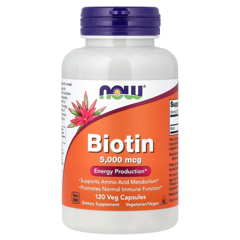 Now Foods Biotin 5 MG Vegetarian Capsules, 120 Count Unflavored 120 Count (Pack of 1)