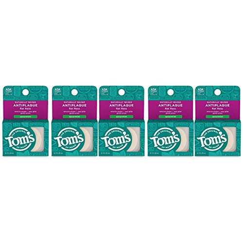 Tom's of Maine Naturally Waxed Anti-Plaque Flat Floss Spearmint 32 Yards (Pack of 5)