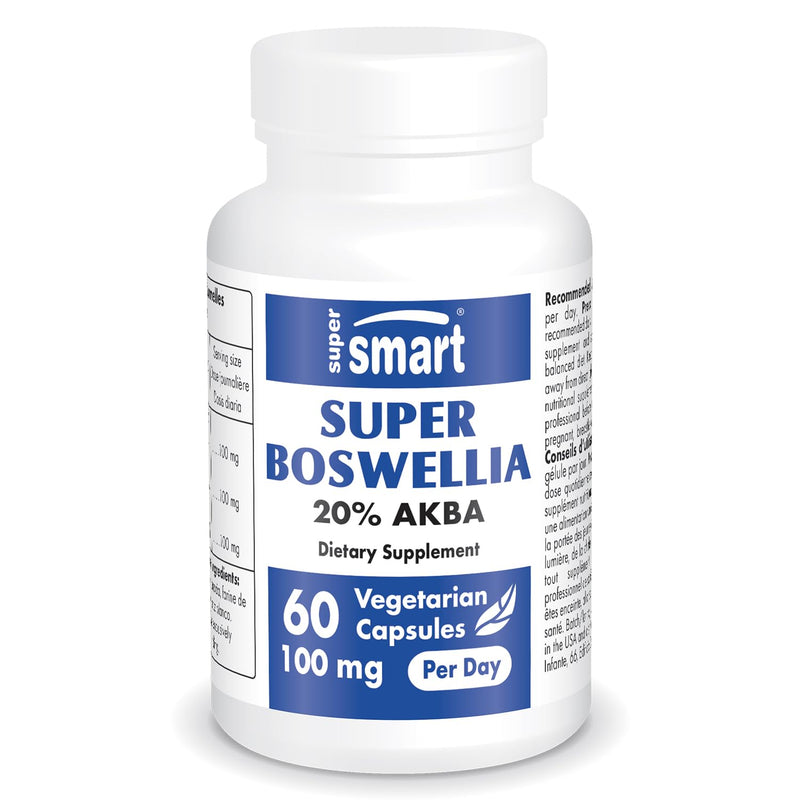 Supersmart - Super Boswellia Extract 100mg per Day (Patented & High Strength) - ApresFlex Boswellia Serrata Supplement - 20% AKBA | Non-GMO & Gluten Free - 60 Vegetarian Capsules - BeesActive Australia