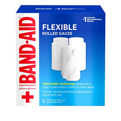 Band-Aid Brand of First Aid Products Flexible Rolled Gauze Dressing for Minor Wound Care, Soft Padding and Instant Absorption, 3 Inches by 2.1 Yards, Value Pack 5 ct 5 Count (Pack of 1)