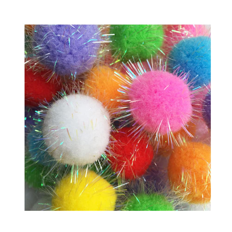 20PCS 1.5INCH Extra Large Cat's Favorite Chase Glitter Ball Toy Sparkle Pom Pom Balls - BeesActive Australia