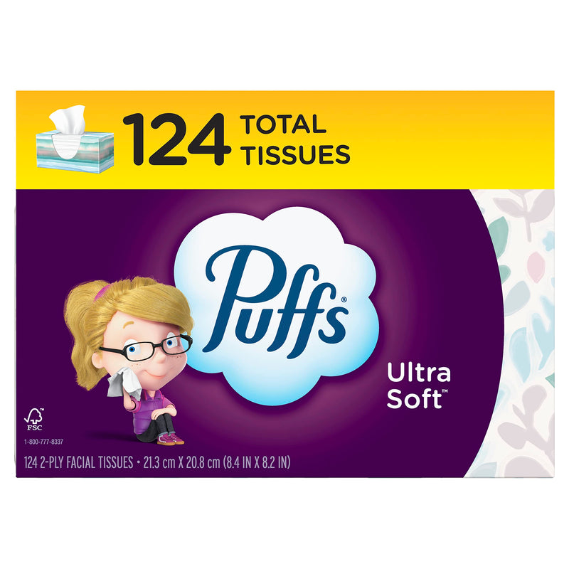 Puffs Ultra Soft Facial Tissues, 1 Family Size Box, 124 Facial Tissues Per Box 124 Count (Pack of 1) - BeesActive Australia