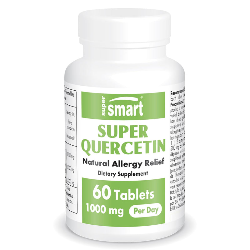 Supersmart - Super Quercetin 1000mg per Day (Patented QU995) - High Purity Quercetin Supplement - Natural Bioflavonoids | Non-GMO & Gluten Free - 60 Tablets