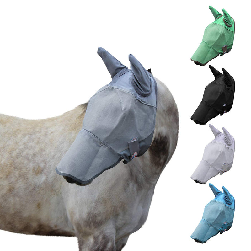 Derby Originals Reflective Fly Mask with One Year Warranty - with Ears and Nose Cover X-Large (Oversized/Warmblood) Grey - BeesActive Australia