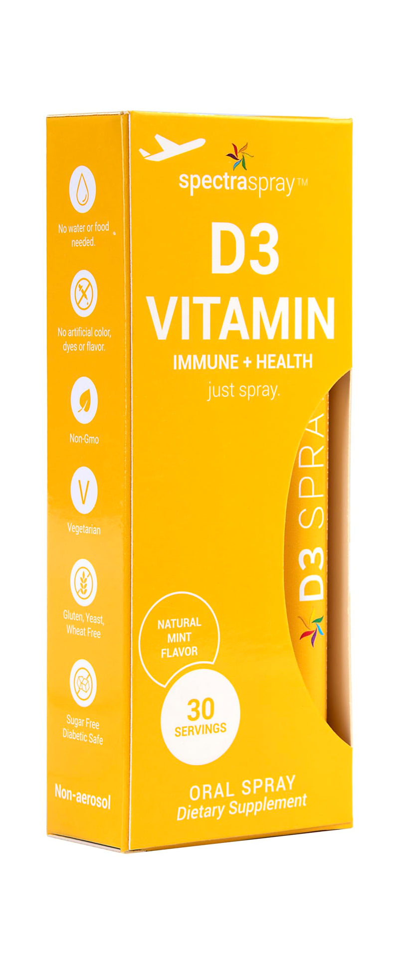 Spectraspray Vitamin D3 Spray Vitamin (30 Day Supply) 5000IU Liquid Vitamin | Natural & Effective Oral Spray 5000IU Liquid Vitamin D3, Non-GMO & Made in USA, TSA Approved, 30 Day Supply